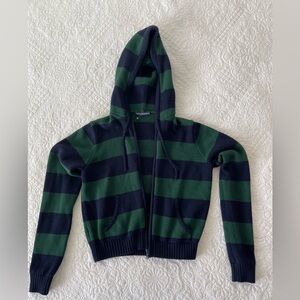 Brandy green stripe zip up